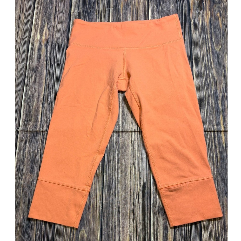 Lululemon Cropped Leggings Womens Size 2 Orange Yoga Pants High Rise Workout